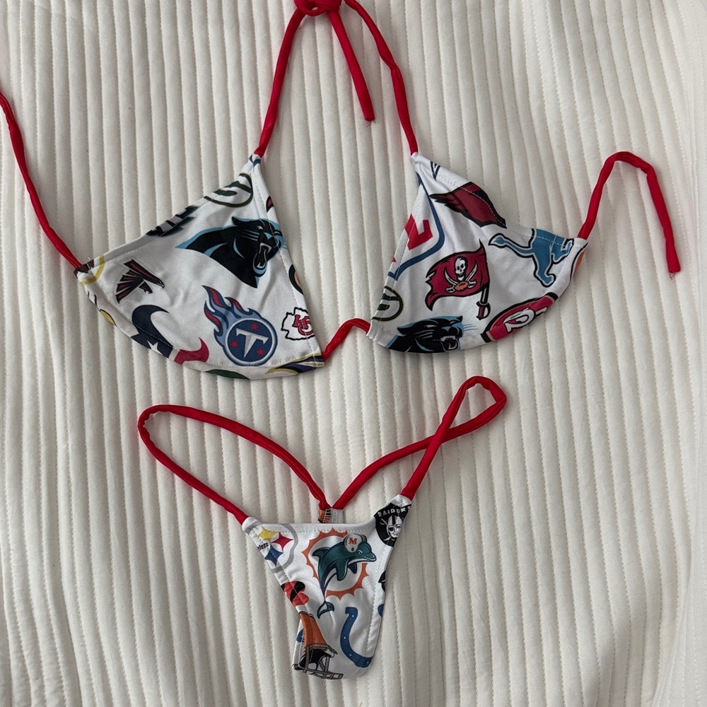 NFL Team Logo Red-Trim Triangle Bikini Set